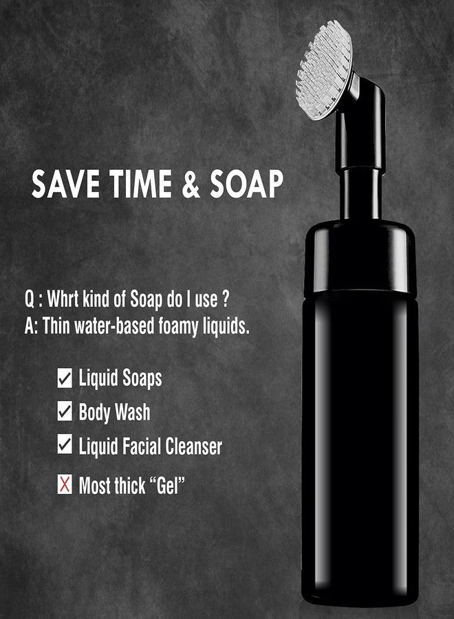 Pharcos Empty Facial Cleanser Foaming Face Wash Bottle|Built in Face Brush Bottle|Liquid Foaming Soap Shampoo,Bubble Foaming Liquid Soap|Facial Massage|Refillable,Leak Proof,Bpa Free 150 Ml (Black) - Image 3