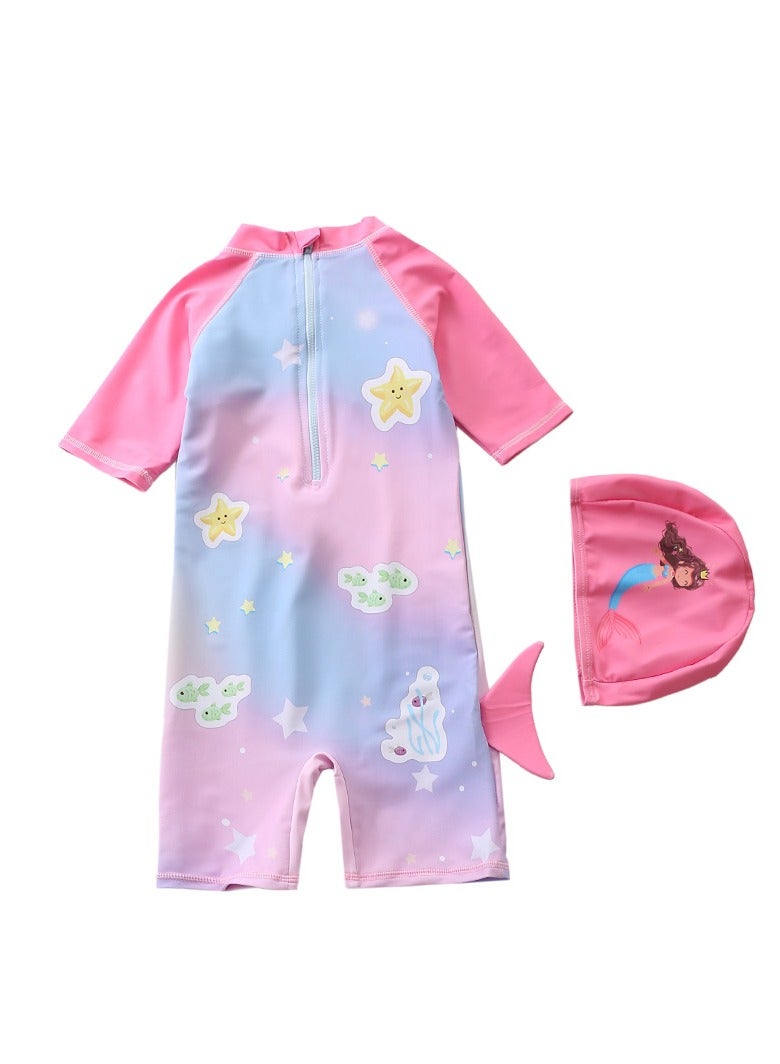 Y&D 2 piece children's swimsuit girl baby one piece surfing suit baby swimming pool girl swimsuit 120-110 cm - Image 2