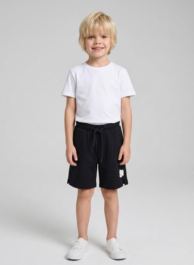 Take Two Boys Black Graphic Print Pocket Detail Shorts By Juniorloom - Image 1