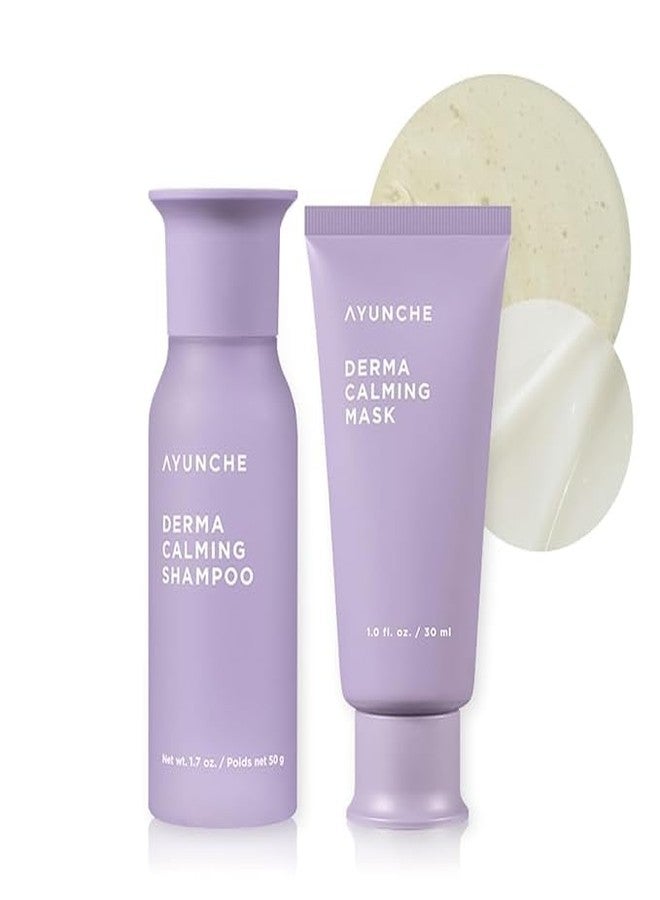 AYUNCHE Derma Calming Vegan Shampoo 1.76oz + Hair Mask 1oz Mini Kit [For Dry & Sensitive Scalp] | Gentle Hydrating Scalp Care | Strengthen Scalp Barrier | Korean Salon Brand - Image 1