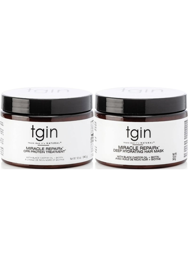 Tgin Thank God Its Natural Miracle Repairx CPR Protein Treatment And Deep Hydrating Hair Mask Set