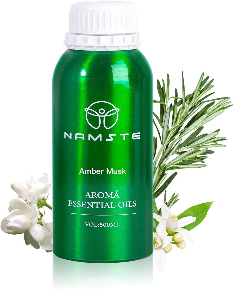 Aroma Essential Oil, 500ml Amber Musk Collection Scents Diffuser Oil, 100% Pure Natural Essential Oils, Blend of jasmine, vanilla, musk for Home Aroma Device - Image 1