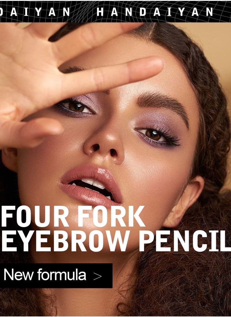 Handaiyan Liquid Eyebrow Pencil Waterproof Long Lasting Four-Fork Natural Ultra Precise Sweat-Proof Non-Marking New Formula Longwear Brow Tint Brown  - Image 3