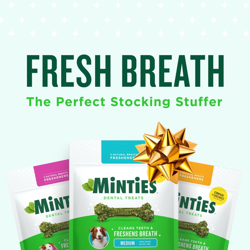Minties Dental Chews for Dogs, 60 Count, Vet-Recommended Mint-Flavored Dental Dog Treats for Medium Dogs, Bones Clean Teeth, Fight Bad Breath, and Removes Plaque and Tartar - Image 2