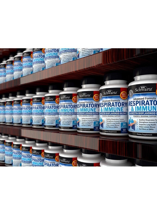 BioSchwartz مكمل غذائي لدعم الجهاز التنفسي والجهاز المناعي مع كيرسيتين وفيتامين د وكورديسيبس يساعد على تهدئة أنسجة الجهاز التنفسي مع تخفيف المخاط فيتامينات صحة الرئة للنساء والرجال 60 كبسولة - Image 4