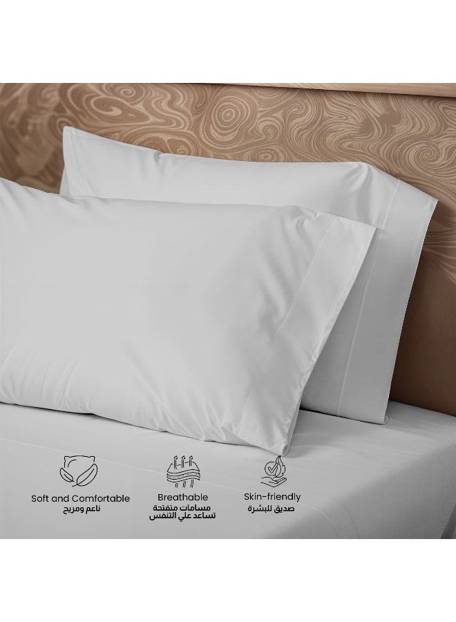 Rest 3-Piece Grey Plush 220x240  Flat Bedsheet Set Includes 1 Deep Pocket Flat Bedsheet and 2 Pillow Covers, Breathable and Machine Washable  - Image 3