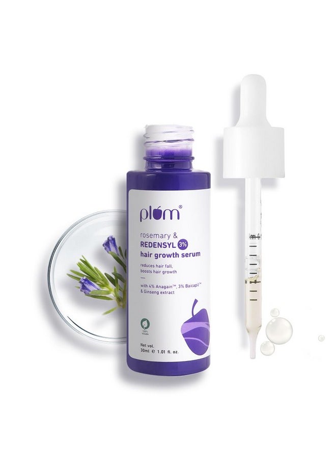 Plum - Hair Growth Serum | With Rosemary, 3% Redensyl, 4% Anagain, 3% Baicapil, & Ginseng Extract | Reduces Hairfall, Boosts Hair Growth, Improves Hair Density |For Men & Women | 30Ml - Image 1