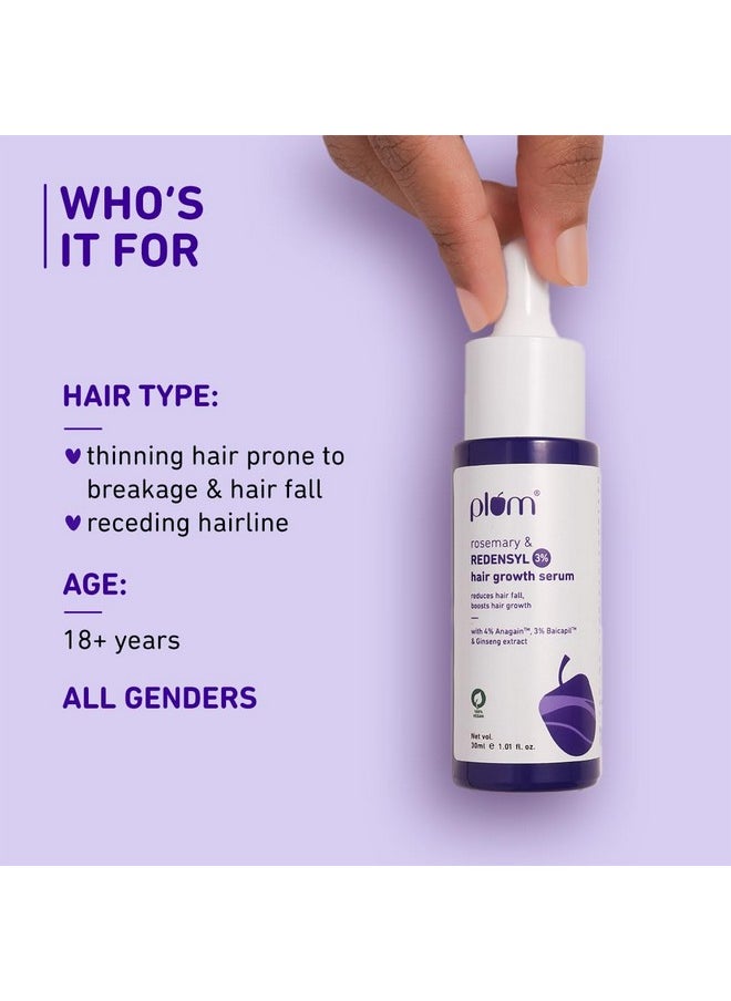 Plum - Hair Growth Serum | With Rosemary, 3% Redensyl, 4% Anagain, 3% Baicapil, & Ginseng Extract | Reduces Hairfall, Boosts Hair Growth, Improves Hair Density |For Men & Women | 30Ml - Image 1