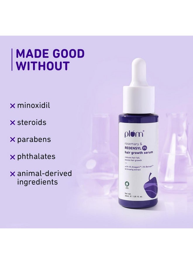 Plum - Hair Growth Serum | With Rosemary, 3% Redensyl, 4% Anagain, 3% Baicapil, & Ginseng Extract | Reduces Hairfall, Boosts Hair Growth, Improves Hair Density |For Men & Women | 30Ml - Image 1