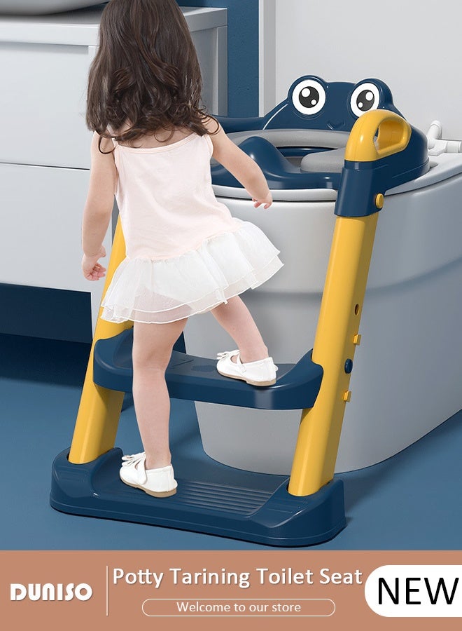 DUNISO Potty Training Seat, Potty Training Toilet Seat for Toddler, Potty Chair with Step Stools Ladder for Boys Girls, 2 in 1 Potty Training Toilet for Kids Adjustable Height - Image 1