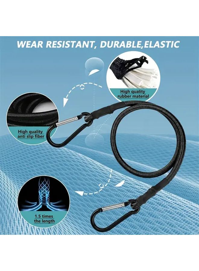 Premium Black Elastic Rope Strap 4pcs 47 Inches with Card Drill Hook for Outdoor Tent Luggage Rack Camping Cargo Bicycle - Image 5
