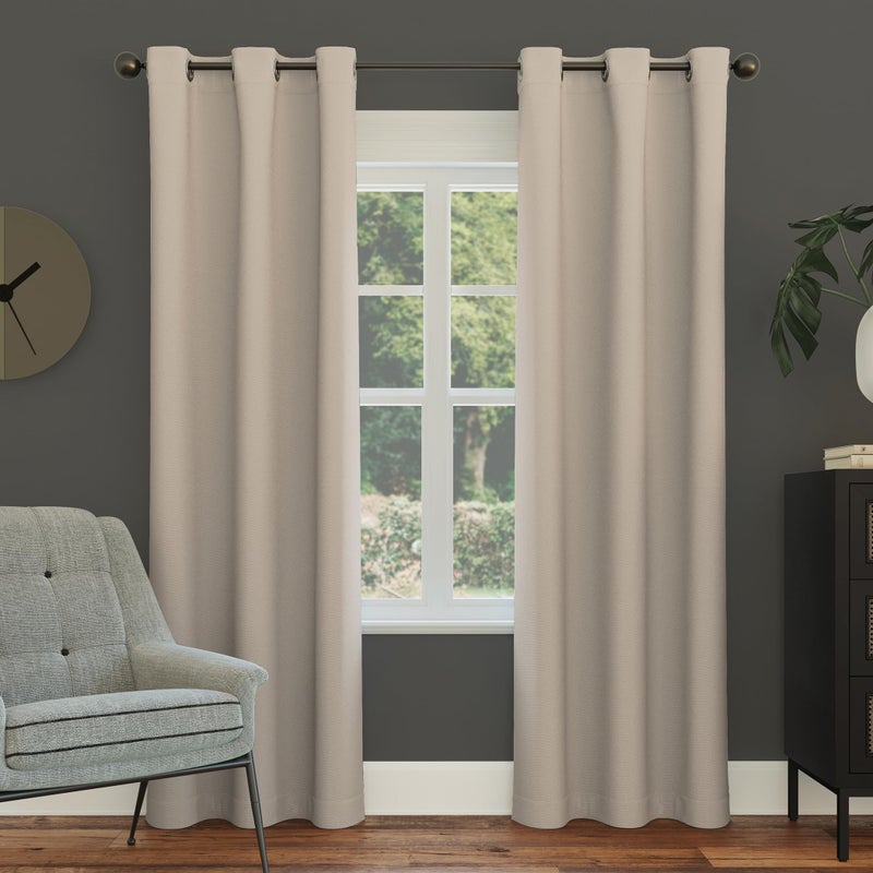 Sun Zero Easton Energy Saving Blackout Grommet Curtain Panel, 40" x 120", Stone - Image 1