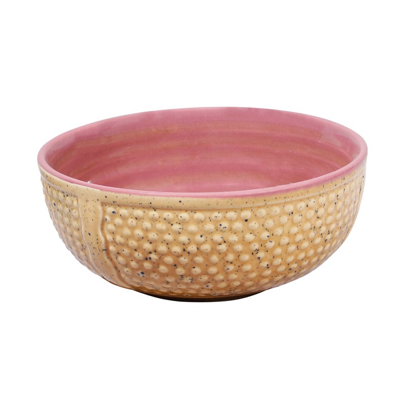 miah decor Miah Décor Stoneware/Handcrafted Dotted Surface Pattern Nestled Serving Bowls-Pack of 3|Microwave & Dishwasher Safe|MDCF-31|Brown and Burgandy - Image 3