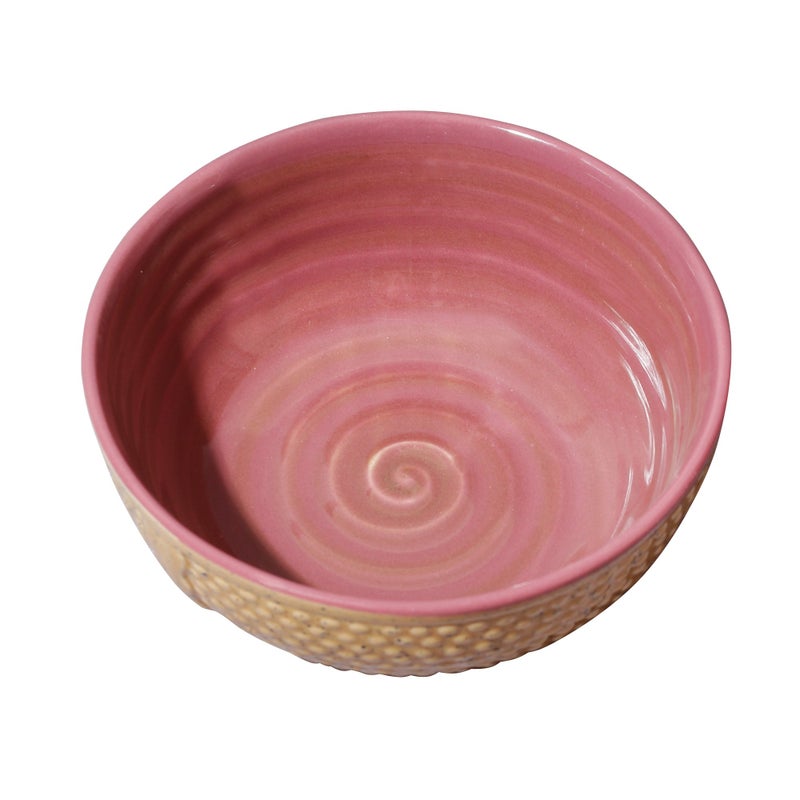 miah decor Miah Décor Stoneware/Handcrafted Dotted Surface Pattern Nestled Serving Bowls-Pack of 3|Microwave & Dishwasher Safe|MDCF-31|Brown and Burgandy - Image 4