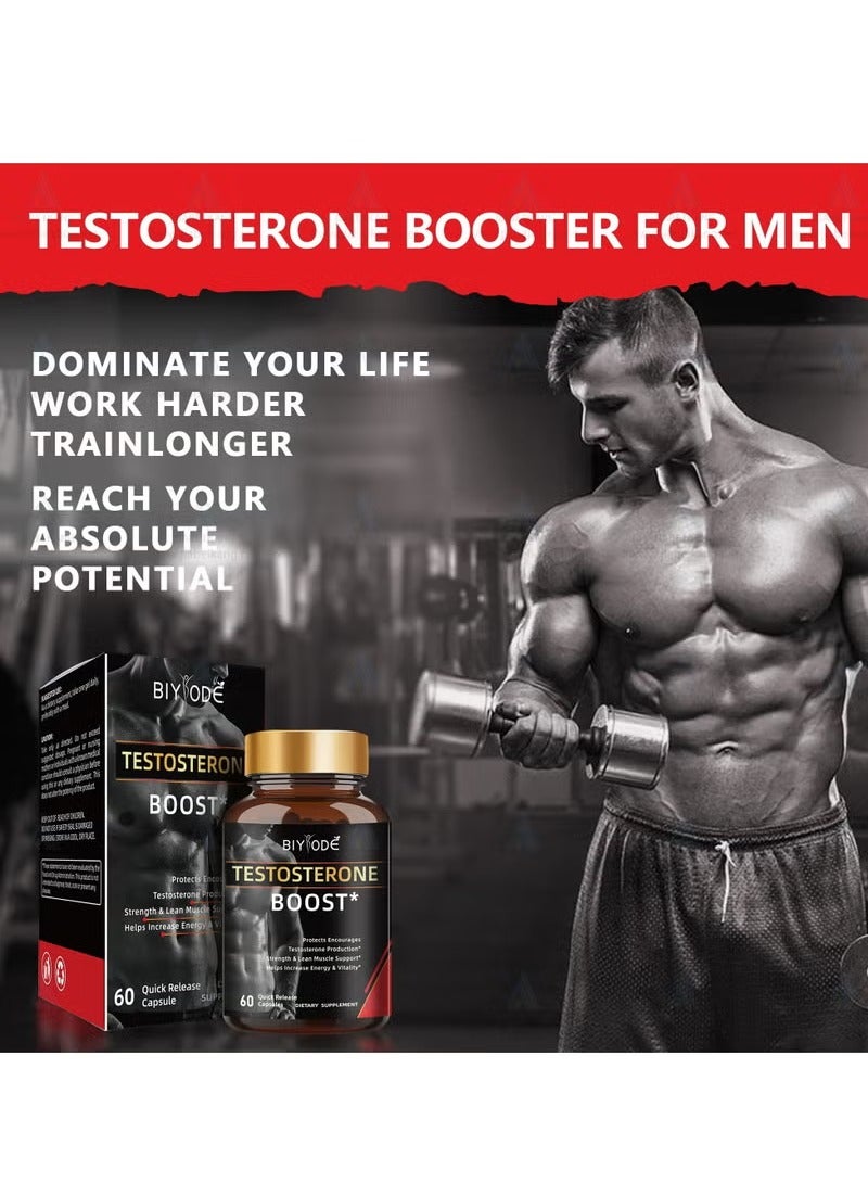 BIYODE Testosterone Booster & Energy Supplement for Men – Enhances Stamina, Vitality & Performance 60 Capsules - Image 2
