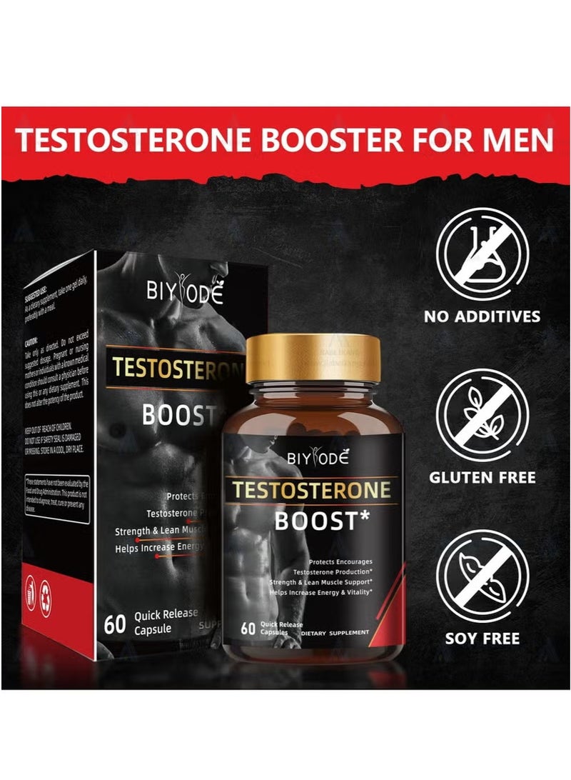 BIYODE Testosterone Booster & Energy Supplement for Men – Enhances Stamina, Vitality & Performance 60 Capsules - Image 3
