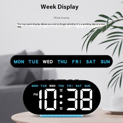 Niyam Multifunctional LED Digital Alarm Clock Large Display Bedside Clock with Ambient Light - White Shell/Blue Light for Home & Office (WhiteDigit, GH8035) - Image 3