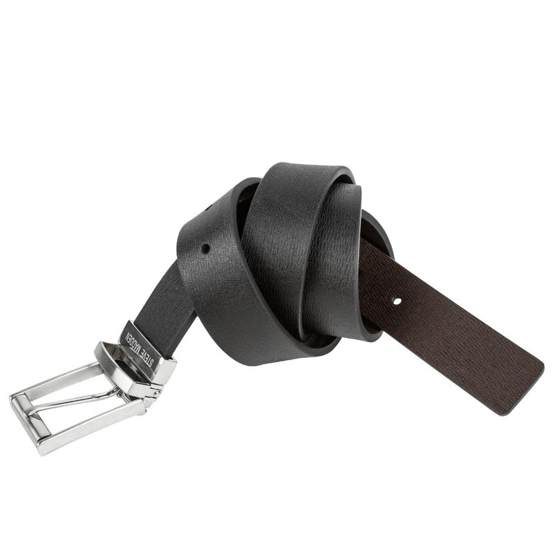 STEVE MADDEN حزام جلد رجالي قابل للعكس من ستيف مادن، أسود/بني (ملمس)، 34 أمريكي - Image 3