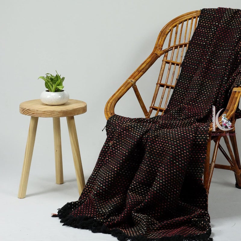 Cotton Sofa Throw 50 x 70 Inches Handmade Throw Cotton Color Black Red Pack of 2 RHWTH00001 - Image 1