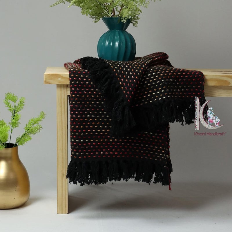 Cotton Sofa Throw 50 x 70 Inches Handmade Throw Cotton Color Black Red Pack of 2 RHWTH00001 - Image 2