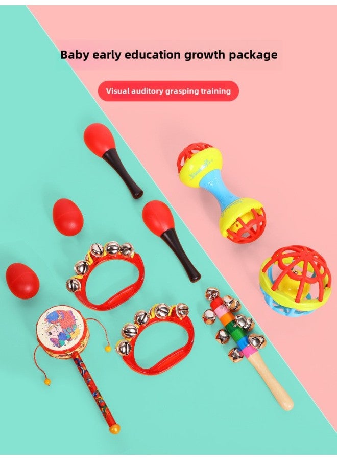 Newborn Children's Early Education Baby Toys 0-1 Year Old Baby's Puzzle Hand Rattle 3 Months 6 Practice Grasping Sand Hammer Small-Color:Full Training Set Of 8 (0-12 Months) - Image 3