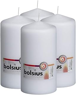 BOLSIUS Set of 4 Pillar Candles 3" x 6" White -Unscented Dripless - -Clean Burning Smokeless Dinner Candles for Wedding - Image 1