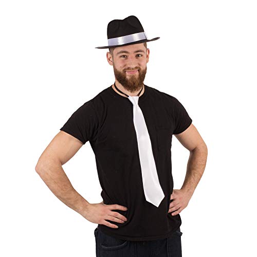 Tigerdoe Fedora Hat – Fedora Gangster Hat With White Tie – (2 Pc Set) 1920's Men’s accessories - Image 2