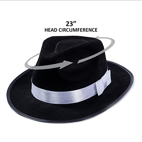 Tigerdoe Fedora Hat – Fedora Gangster Hat With White Tie – (2 Pc Set) 1920's Men’s accessories - Image 5