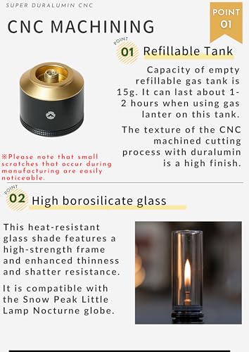 camping moon CAMPINGMOON Camping Gas Lantern Gas Candle with Empty Tank Black BKT1D15 - Image 3