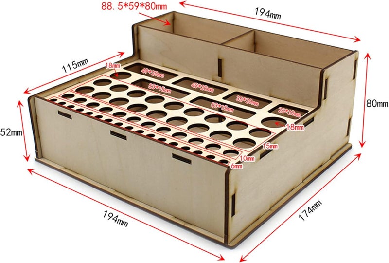 klarako Wooden Paint Brush Holder Stand Hobby Paint Storage Cabinet Modular Paint Rack for Modeling Tool Art Tools Miniature Paint Set - C - Image 2