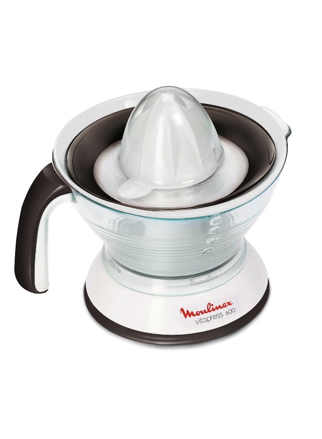 MOULINEX Vitapress 0.6 Litre Citrus Press, 25 Watts, White/Dark Grey, Plastic, PC300B27, min 2 yrs warranty 0.6 L 25 W PC300B27 White - Image 1