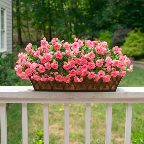 HyeFlora Artificial Faux Outdoor Flowers Plants for Spring Summer Decoration, Fake Silk Camellia UV Resistant Look Real for Planter Outside Front Door Porch Patio Balcony, 3 Large Bundles - Image 3