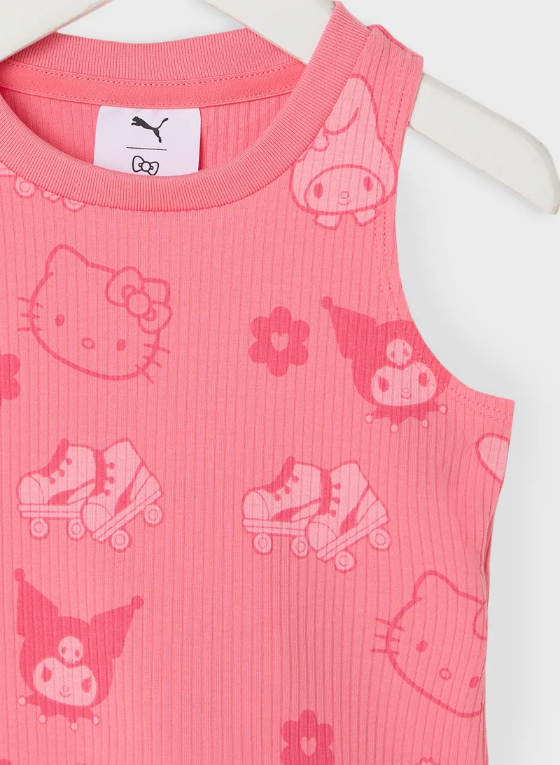 PUMA Kids Hello Kitty & Friends All Over Printed Ribbed Top