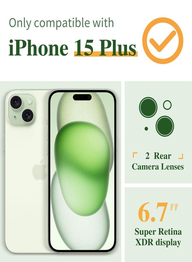 جراب GVIEWIN 3 في 1 مصمم خصيصًا لهاتف iPhone 15 Plus مقاس 6.7 بوصة، مع واقي للشاشة وواقي للكاميرا، بتصميم زهرة شفافة [لا يصفر لونه]، جراب نحيف مقاوم للصدمات. - Image 2