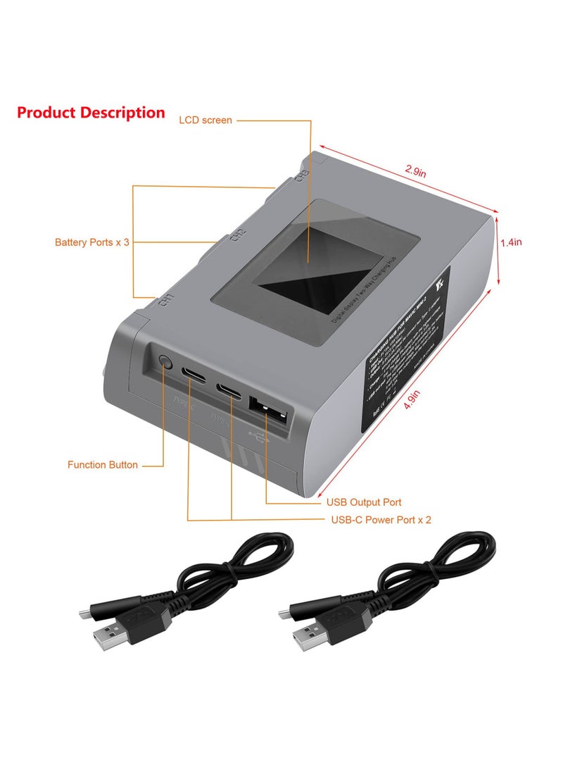 LCD Two-Way Battery Charger Hub for DJI Mini 2,Mini 2 SE,Mini SE Drone,Charging 3 Batteries in Sequence Charge Accessories