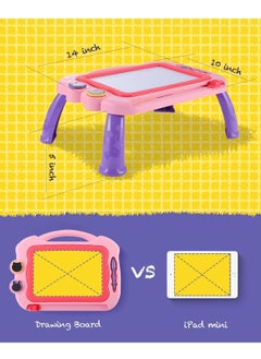 Y&D Magnetic Drawing Board table with Stamps PenColorful Erasable Magnet Writing Sketching Pad for Toddlers Learning Toys Education Doodle 1 2 3 4 Year Old Kids, Birthday Gift (Pink)  - Image 1