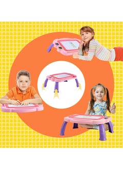 Y&D Magnetic Drawing Board table with Stamps PenColorful Erasable Magnet Writing Sketching Pad for Toddlers Learning Toys Education Doodle 1 2 3 4 Year Old Kids, Birthday Gift (Pink)  - Image 4