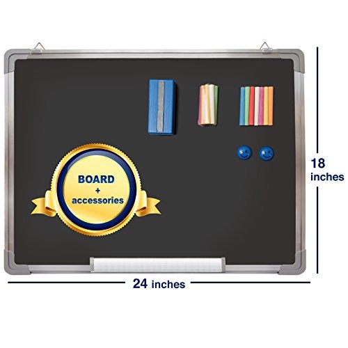 Navy Penguin Chalkboard Set - Framed Black Board 24 x 18 inch with 1 Magnetic Eraser, 14 Chalk Sticks (7 Colors) and 2 Magnets - Small Wall Hanging Blackboard with Frame for Home, Kitchen and Kids (24x18) - Image 2