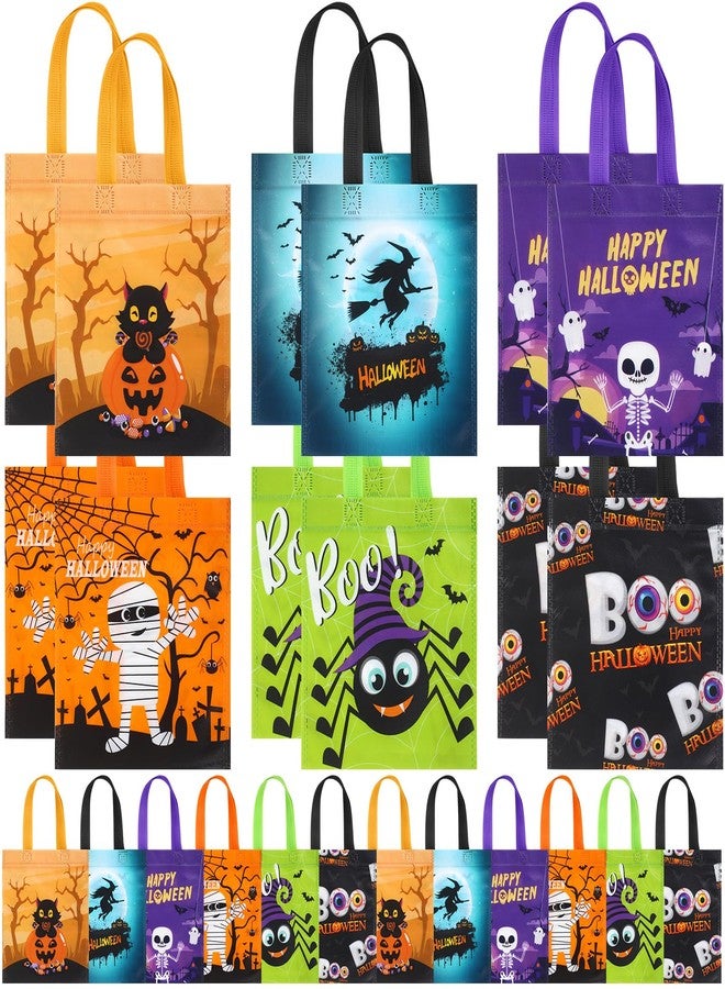 Ribbonlic 48 Pcs Halloween Treats Bags Tote Gift Reusable Candy Goodie Bags for Halloween Party Favors(Funny Style) - Image 1