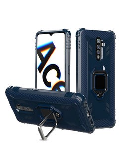 Case Cover For Realme X2 Pro / Reno Ace Carbon Fiber Protective Case with 360 Degree Rotating Ring Holder Blue