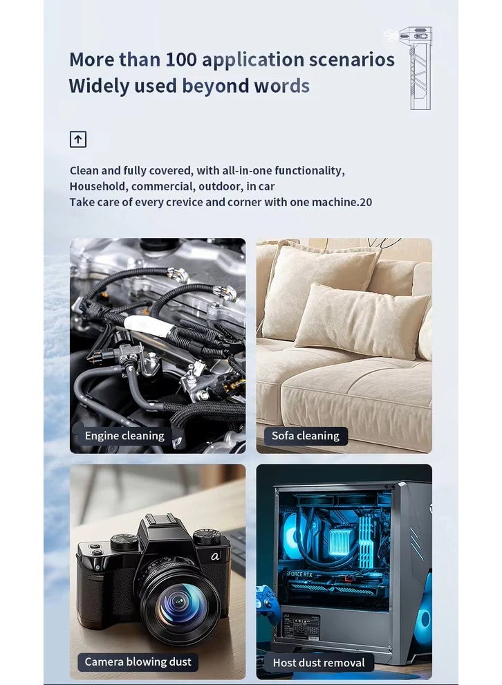 كروني مروحة كروني Pq235 فائقة الطاقة مع جهاز بدء تشغيل السيارة، وضع العاصفة 130,000 دورة في الدقيقة، بنك طاقة 8000 مللي أمبير/ساعة وشحن سريع 18 واط - Image 3