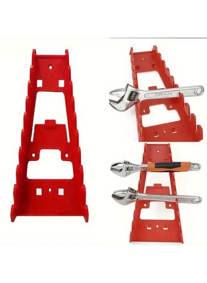 Red Plastic Tool Hanger Multi Slot Storage Rack For Wrench Organization - Image 2