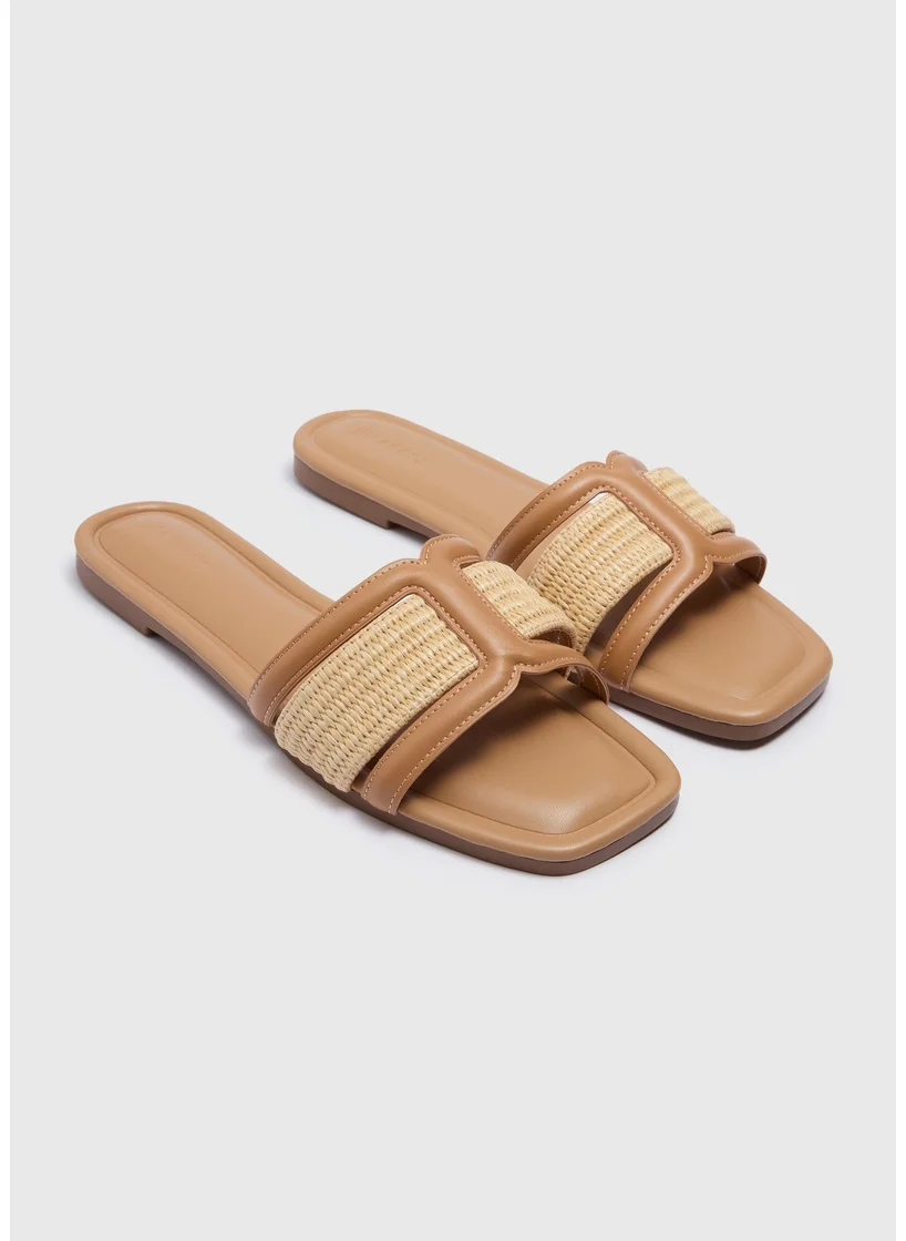 Matalan Tan Crafted Mule Slider