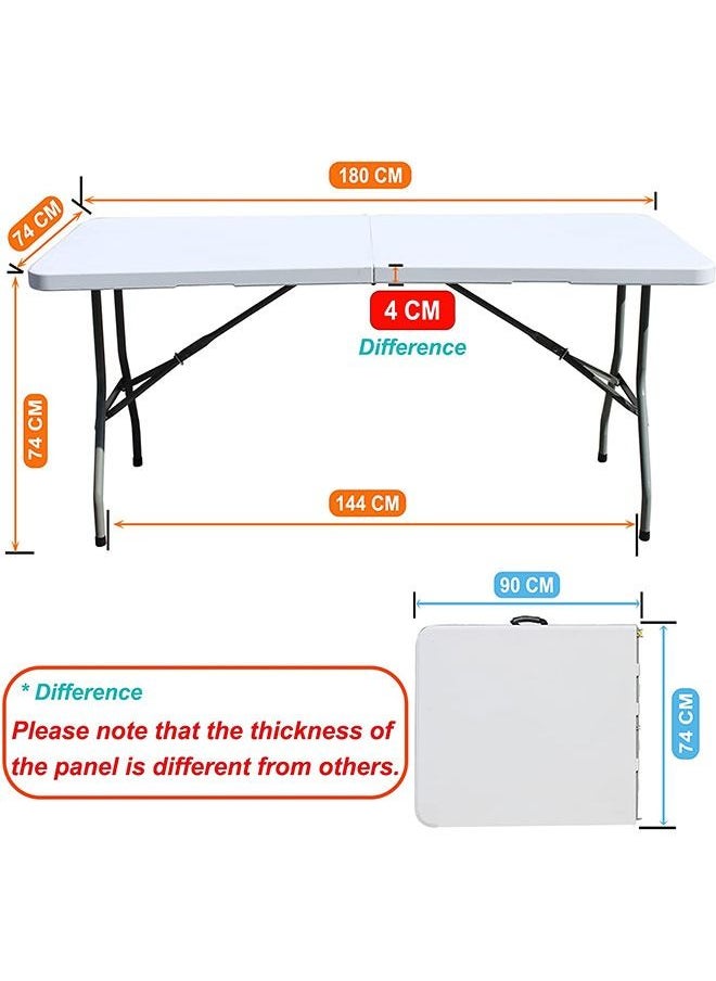 طاولة قابلة للطي 6 قدم مع مقبض طاولة شواء قابلة للطي طاولة طعام بلاستيكية للتخييم في الأماكن المغلقة في الهواء الطلق والنزهات والحفلات (أبيض) - pzsku/Z57D3662207D0148694FEZ/45/_/1682149478/bd6273bb-4618-4a7d-8338-abdd53e0b131
