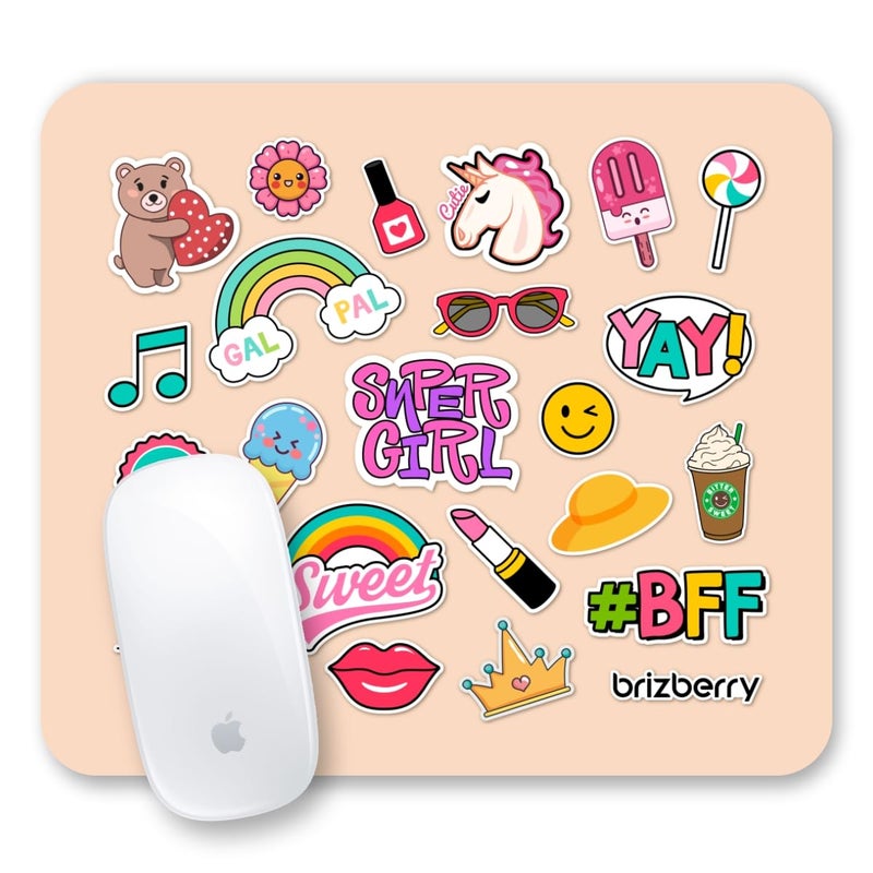 ARTBRIZ ® Brizberry® Mouse Pad, Sticker Design, Kids Boys Girls Premium Anti Skid Rubber Base for Desktop Laptop Gaming Professional 240X210X3mm (122S - Pack of 1) - Image 1