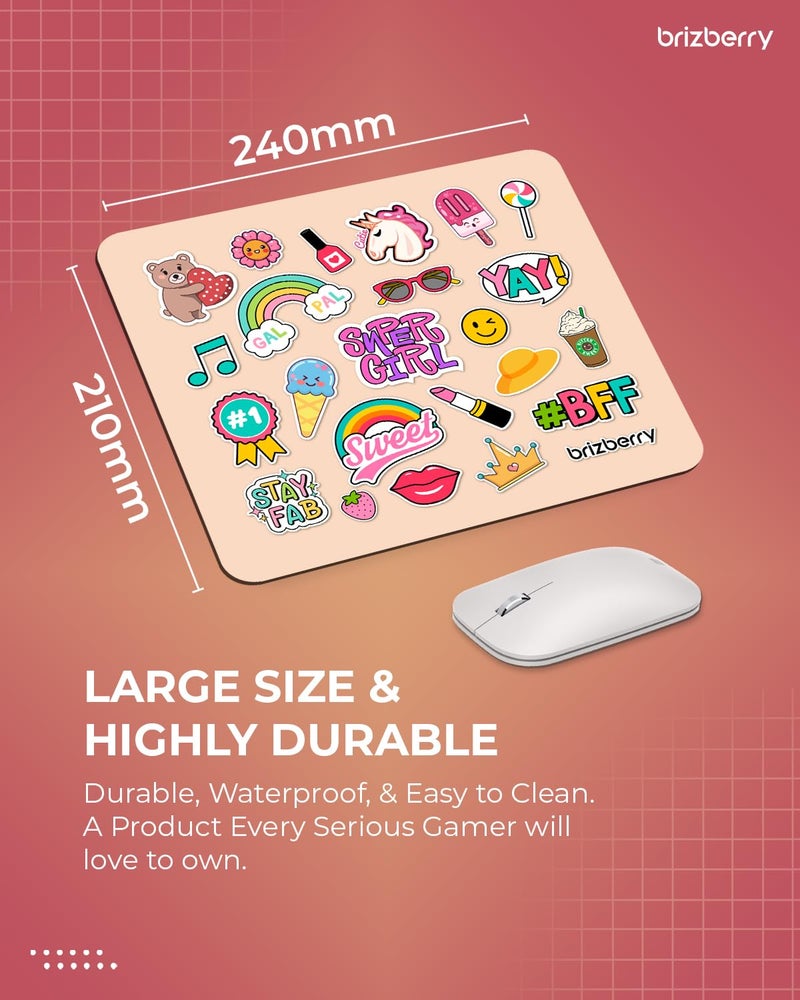 ARTBRIZ ® Brizberry® Mouse Pad, Sticker Design, Kids Boys Girls Premium Anti Skid Rubber Base for Desktop Laptop Gaming Professional 240X210X3mm (122S - Pack of 1) - Image 5