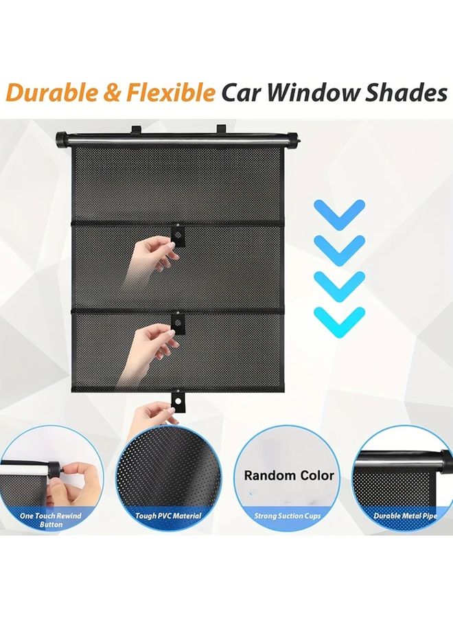 Durable Car Side Window Sunshade 2pcs Retractable Easy Install Black Grid Plain Weave - Image 4