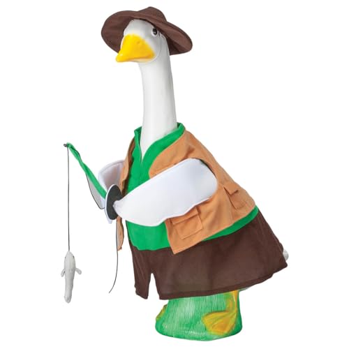 Miles Kimball Gaggleville Fishing Goose Outfit, Fits Large 23" H Statue - Image 1