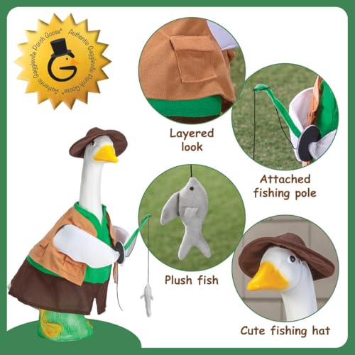 Miles Kimball Gaggleville Fishing Goose Outfit, Fits Large 23" H Statue - Image 4