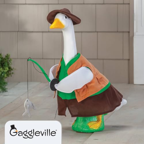Miles Kimball Gaggleville Fishing Goose Outfit, Fits Large 23" H Statue - Image 2
